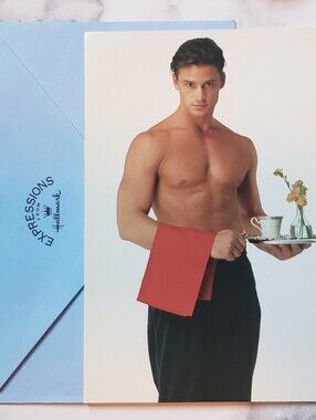 Vintage 1990s Birthday Card Male Model Hallmark Greeting Beefcake Sexy Boy Toy